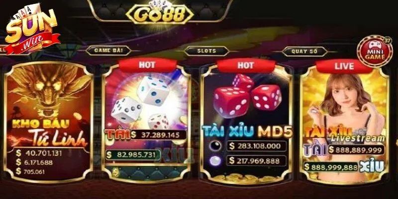 Top 5 Cổng Game Bài Đổi Thưởng Uy Tín Đáng Chơi Nhất 2026 3 Sunwin Go88 được mệnh danh là "ông vua" của dòng game nạp rút trực tiếp